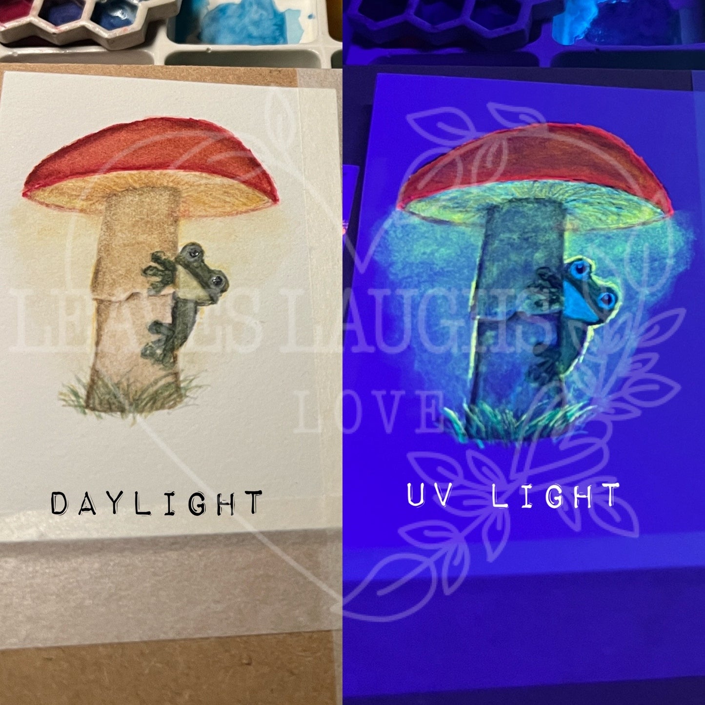 Mushroom Frog Card - Original Watercolor ACEO