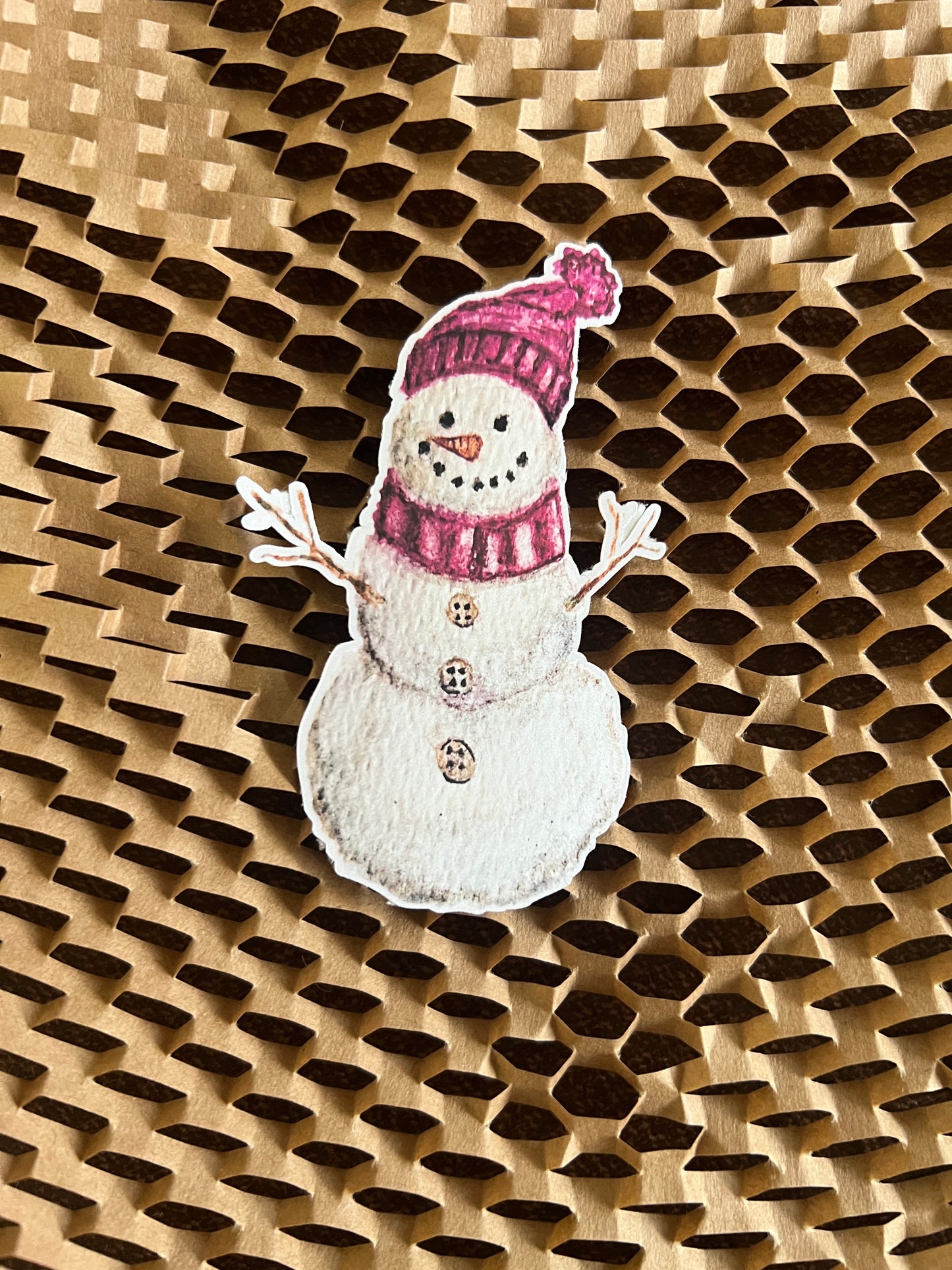 Snowman Signed Watercolor Print Sticker