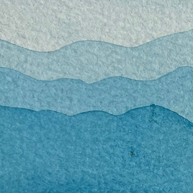 Gradient swatch of Tropical teal watercolor paint on textured watercolor paper