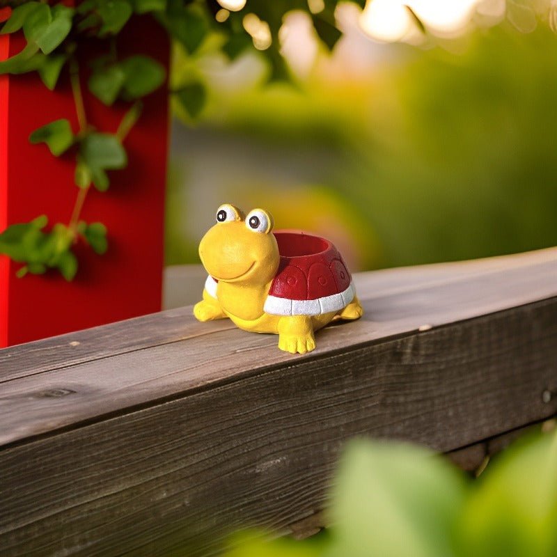 Hand Painted Turtle PotPlant PotsLeaves Laughs LoveLeaves Laughs LoveYellow Turtle, Red Shell