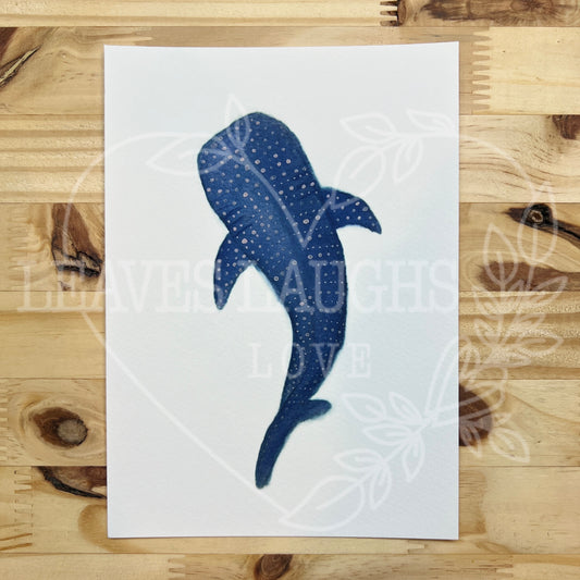 Whale Shark Original Watercolor Print 5x7”