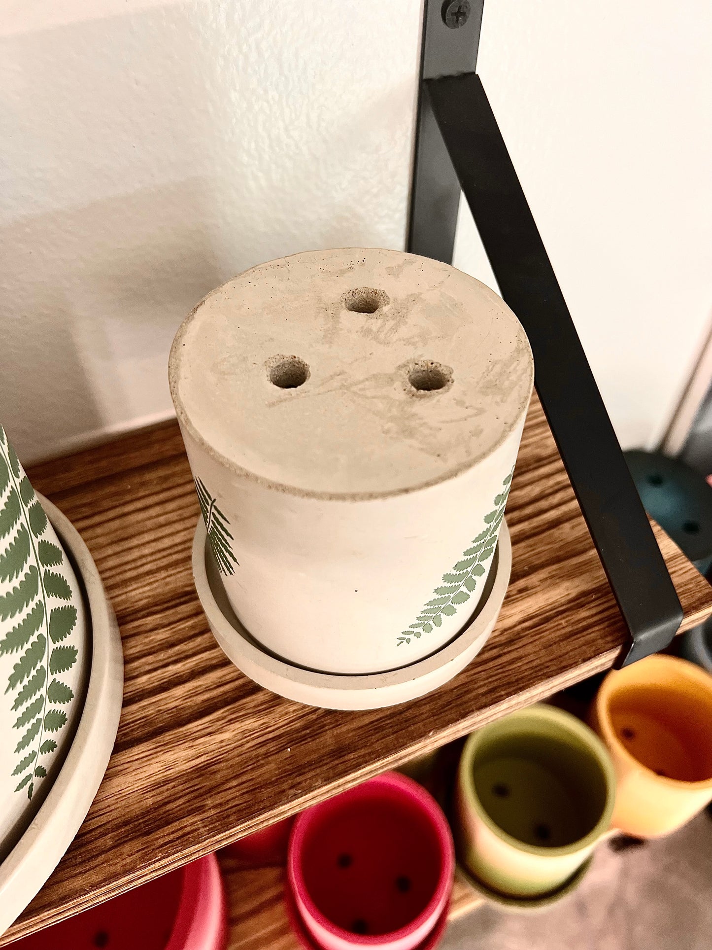 Natural Boho Minimalist Fern Patterned Cylinder Plant Pot