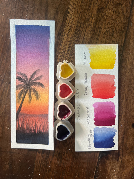 Tropical Sunset Watercolor Half Pan Set
