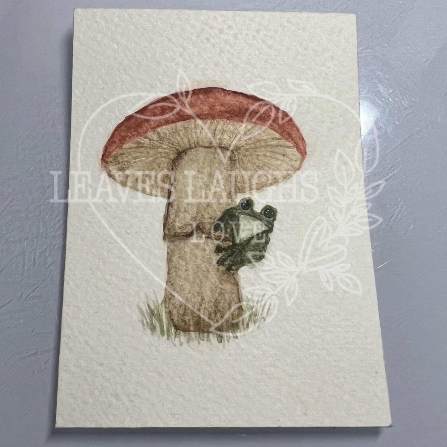Mushroom Frog Card - Original Watercolor ACEO