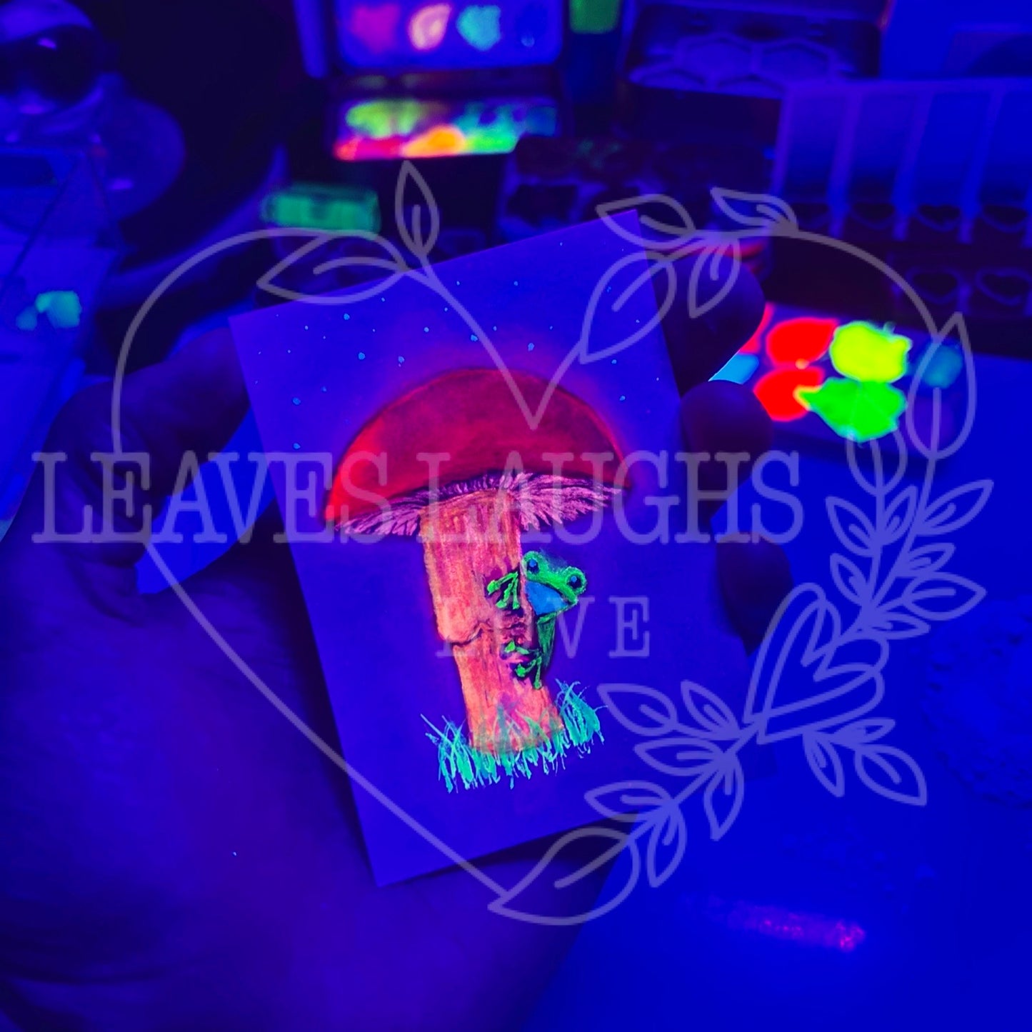 Mushroom Frog Card - Original Watercolor ACEO