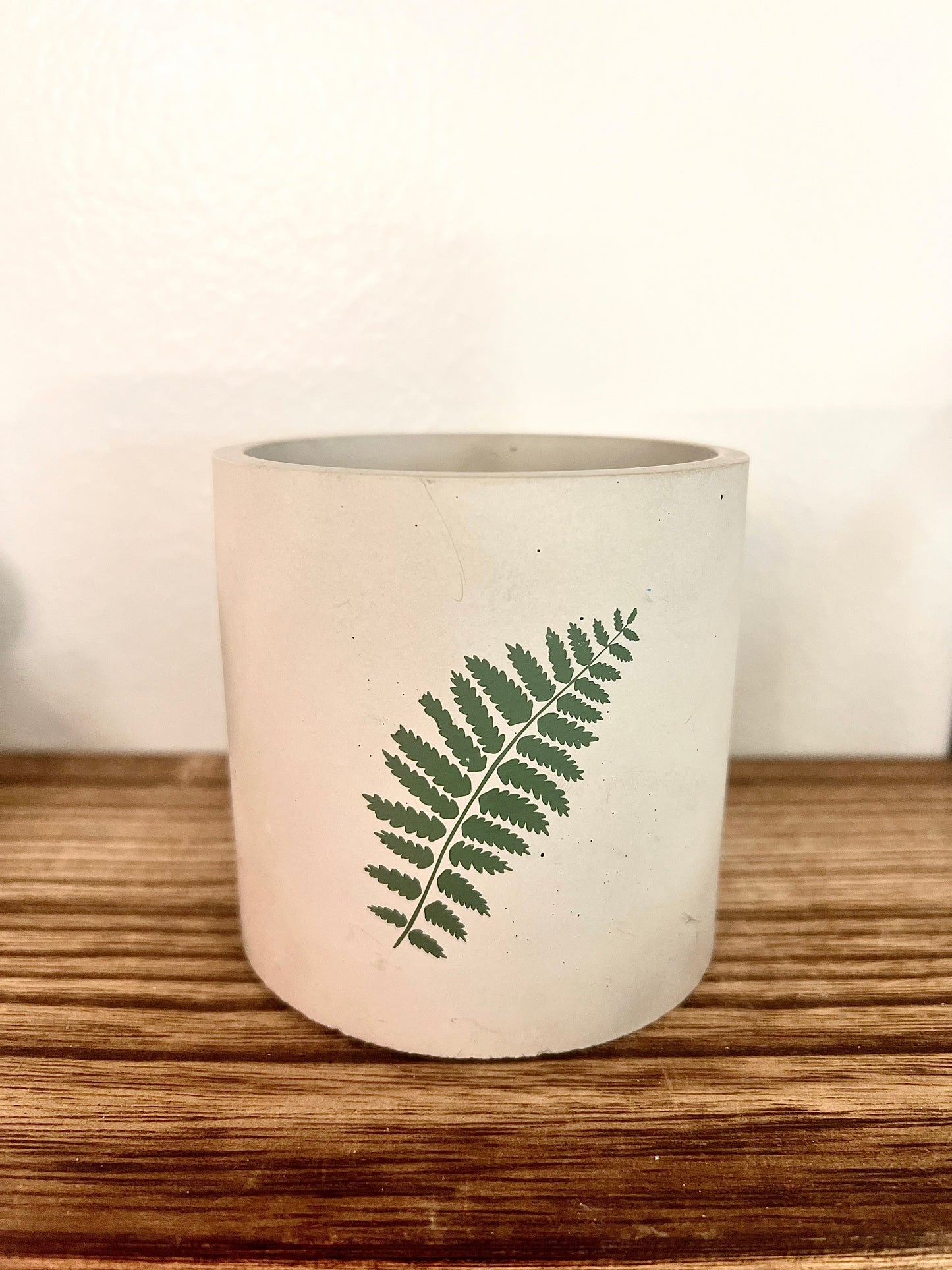 Natural Boho Minimalist Fern Patterned Cylinder Plant Pot