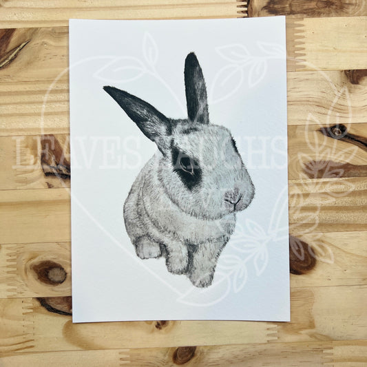 Oreo the Bunny Original Watercolor Print 5x7”