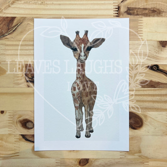 Little Giraffe Original Watercolor Print 5x7”