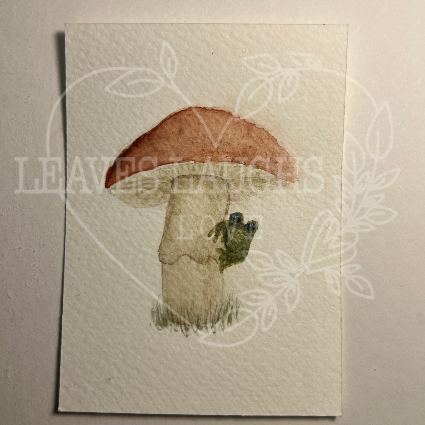 Mushroom Frog Card - Original Watercolor ACEO