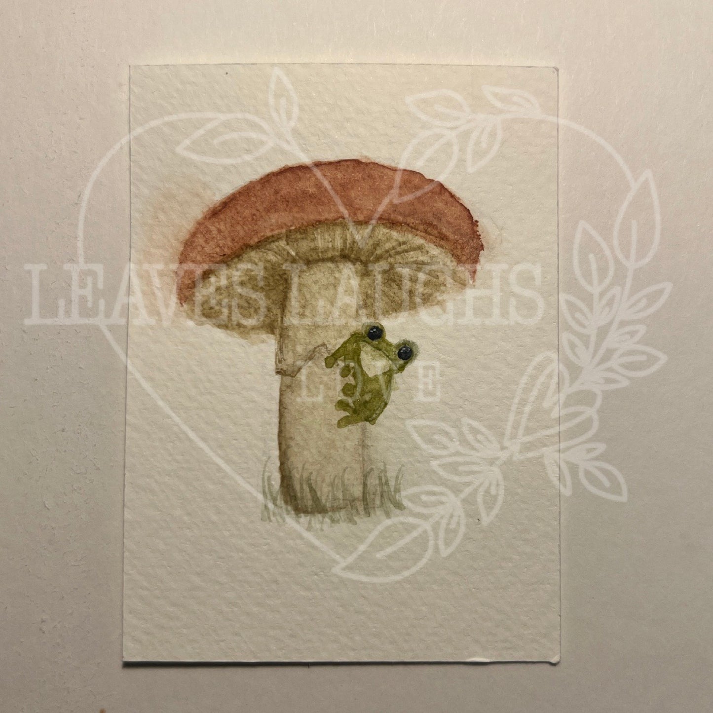 Mushroom Frog Card - Original Watercolor ACEO