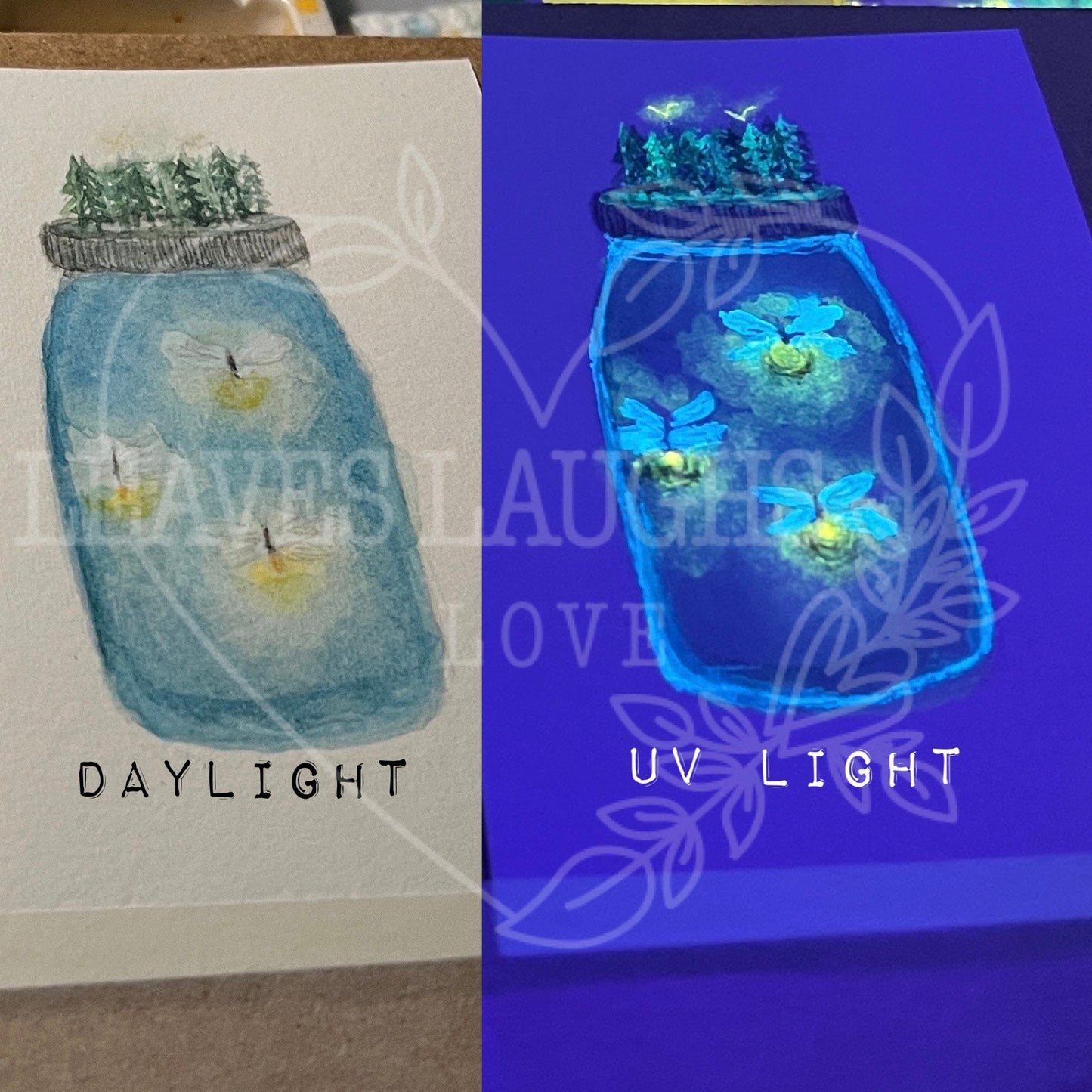 Firefly Forest Original Watercolor Painting ACEO