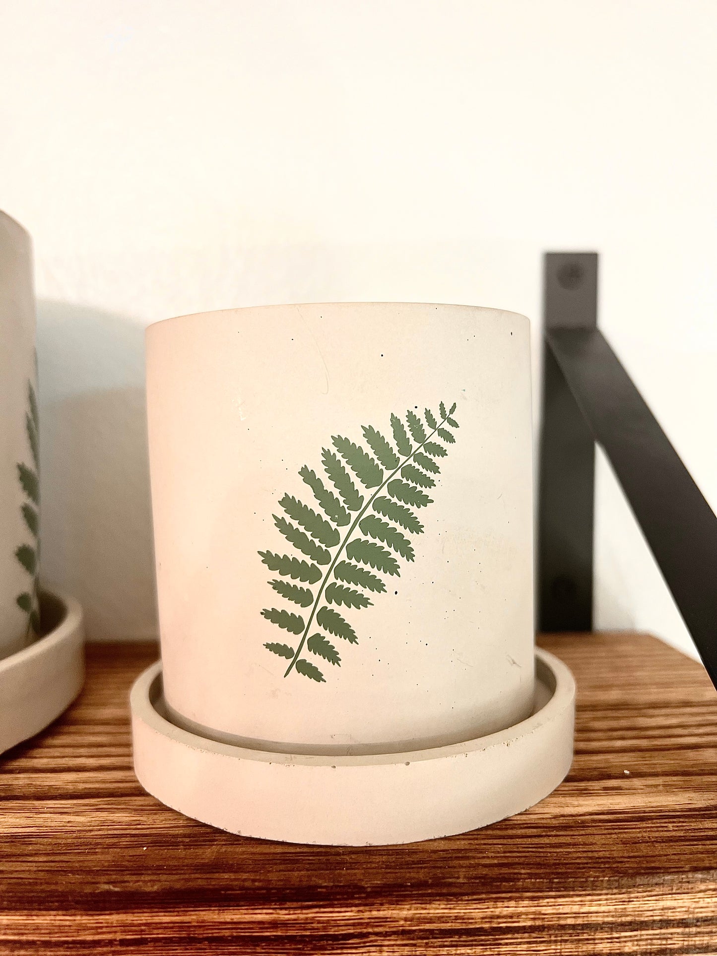 Natural Boho Minimalist Fern Patterned Cylinder Plant Pot