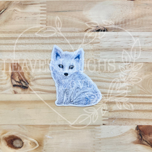 Arctic Fox Signed Watercolor Print Sticker
