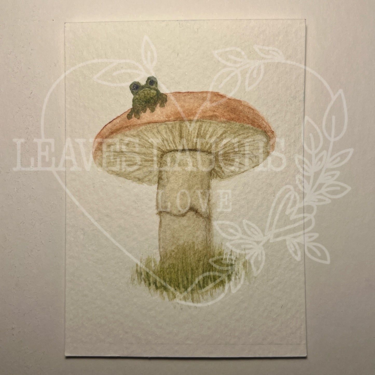 Mushroom Frog Card - Original Watercolor ACEO