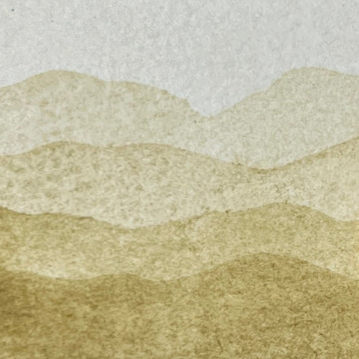 Gradient Swatch of Light Green Earth watercolor shades on a textured watercolor paper