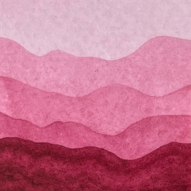 Gradient of Raspberry pink watercolor shades on a textured watercolor paper